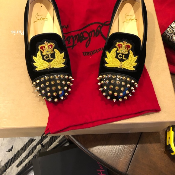 Christian Louboutin gold spikes beatiful loafers good pre own condition 39 - Picture 2 of 15